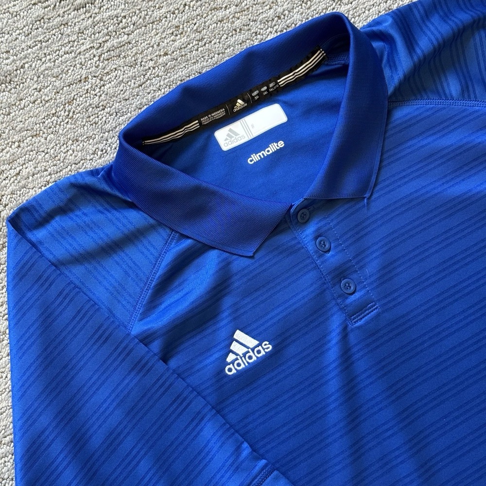 Adidas Polo Shirt Mens 3XL Cobalt Blue Climalite Performance Golf Athletic - Picture 1 of 7